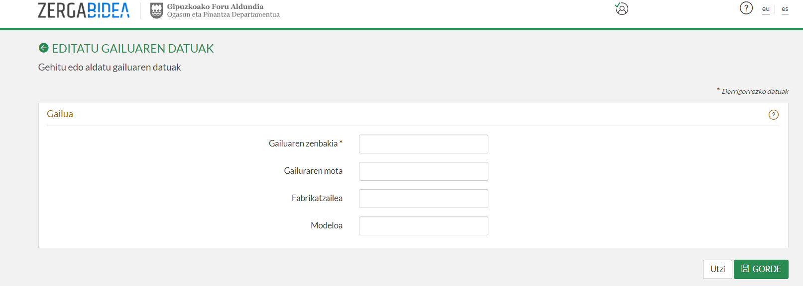 Gailuen Erregistroa - Ogasuna - Gipuzkoako Foru Aldundia